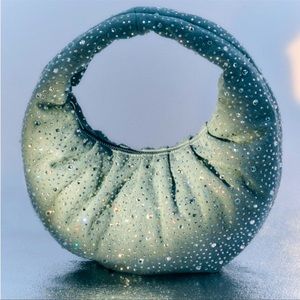 Zara ❤️Bloggers Favorite Blue Denim Rhinestone Oval Shape Bag